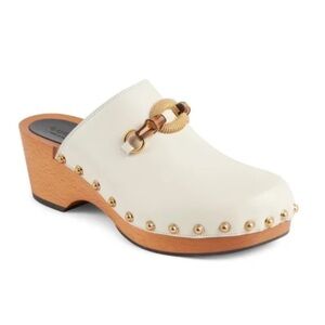 Gucci Bamboo Horsebit Clogs in Mystic White Size 39.5‎